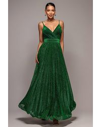 Goddiva - Sleeveless Pleated A Line Lurex Maxi Dress - Lyst