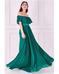 Goddiva - Pleated Chiffon Off Shoulder Maxi Dress - Lyst