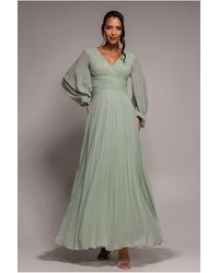 Goddiva - Balloon Sleeve Chiffon Maxi Dress - Lyst