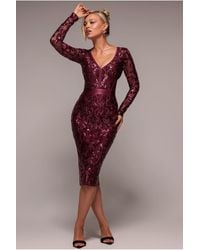 Goddiva - Sequin & Mesh Midi Dress - Lyst