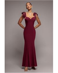 Goddiva - Multiway Bow Soft Satin Sweetheart Maxi Dress - Lyst