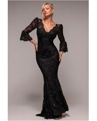 Goddiva - Scalloped Lace Maxi Dress - Lyst