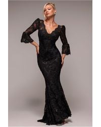 Goddiva - Scalloped Lace Maxi Dress - Lyst