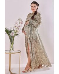 Goddiva - Maternity Chiffon Printed Maxi Snake Print - Lyst