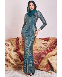 Goddiva - Modesty Two Toned Sequin Maxi - Lyst