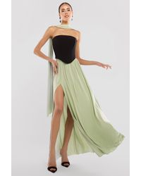 Goddiva - Compact Crepe Lace Up Corset With Side Split Jersey Maxi Skirt & Scarf - Lyst