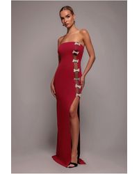 Goddiva - Bow-Embellished Strapless Mermaid Maxi Gown - Lyst