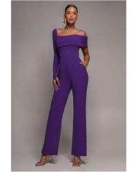 Goddiva - One Shoulder Scuba Jumpsuit - Lyst