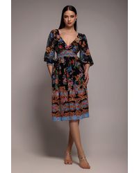 Goddiva - Chiffon Wrap Border Floral Print Midi Dress - Lyst