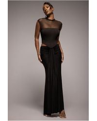 Goddiva - Gathered Front Dipped Waist Maxi Skirt - Lyst