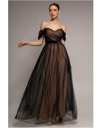 Goddiva - Dobby Mesh Off The Shoulder Princess Maxi Dress - Lyst