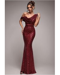 Goddiva - Sequin Cowl One Shoulder Maxi Dress - Lyst