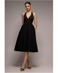 Goddiva - Halter Neck Pleated A-Line Midaxi Dress - Lyst