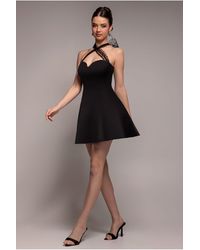 Goddiva - Scuba & Polka Mesh Bella Bow Multiway Skater Mini Dress - Lyst