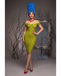 Goddiva - Strapless Bodycon Midi Marge Simpson-Inspired Halloween Costume - Lyst