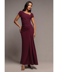 Goddiva - Cap Sleeve Pleated Asymmetric Maxi Dress - Lyst