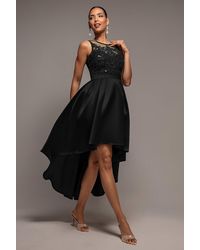 Goddiva - Sequin & Satin Dipped Hem Midi Dress - Lyst