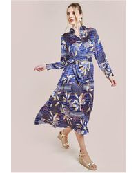 Goddiva - Printed Tiered Shirt Midi Dress - Lyst