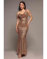 Goddiva - Sequin Cowl One Shoulder Maxi Dress - Lyst