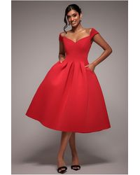 Goddiva - Scuba Foam Skater Midi Dress - Lyst