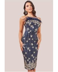 Goddiva - Sequin And Feather Boobtube Midi - Lyst