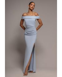 Goddiva - Off The Shoulder Maxi Dress With Split - Lyst