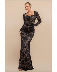 Goddiva - Scalloped Lace Corset Bodice Maxi Dress - Lyst