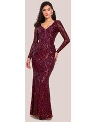 Goddiva - Embroidered Sequin & Mesh Maxi Dress - Lyst