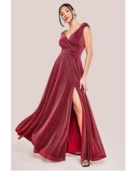 Goddiva - Crossover Lurex Glitter Maxi Dress - Lyst