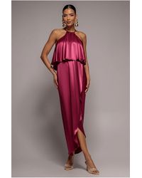 Goddiva - Satin Viscose Front Wrap Midi - Lyst