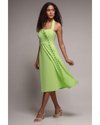Goddiva - Frilled Halter Neck Strap Midi Dress - Lyst
