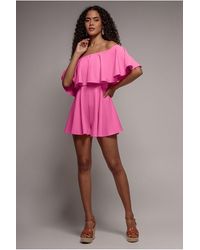 Goddiva - Off The Shoulder Frill Neck Skater Romper - Lyst