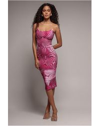 Goddiva - Abstract Bandeau Bodycon Midi Dress - Lyst