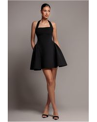 Goddiva - Corset Fit And Flare Halter Neck Skater Mini Dress - Lyst