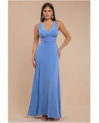 Goddiva - Diamante & Scalloped Lace Neck Maxi Dress - Lyst