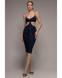 Goddiva - Cut Out Ruched Bodycon Midi Dress - Lyst