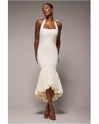 Goddiva - Halter Neck Puff Hem Mermaid Midaxi Dress - Lyst