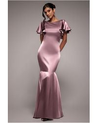 Goddiva - Satin Flutter Sleeve Mermaid - Lyst
