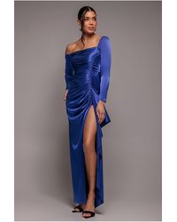 Goddiva - Slinky Satin One Shoulder Split Maxi Dress - Lyst