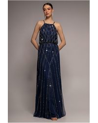 Goddiva - Racer Neck Sleeveless Hand Embellished Sequin Maxi Dress - Lyst