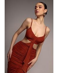 Goddiva - Cut Out Ruched Bodycon Midi Dress - Lyst