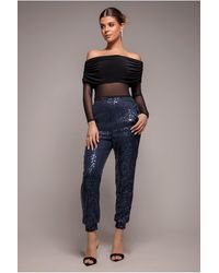 Goddiva - Sequin Cuffed Ankle Trouser - Lyst