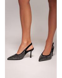 Goddiva - Rhinestone Slingback Heeled Court Shoes - Lyst