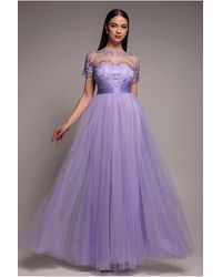 Goddiva - Embroidered Mesh Maxi Dress - Lyst