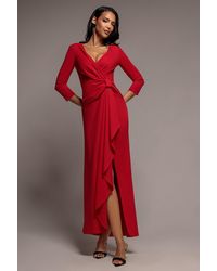 Goddiva - Front Wrap Asymmetric Hem Scuba Maxi Dress - Lyst