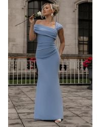 Goddiva - One Shoulder Asymmetric Scuba Crepe Maxi Dress - Lyst