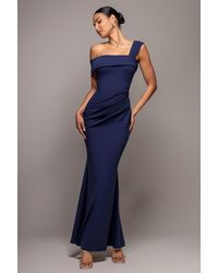 Goddiva - Off The Shoulder Pleated Waist Maxi Dress - Lyst