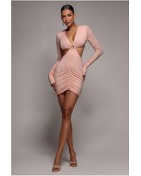 Goddiva - Cut Out Long Sleeve Bodycon Mini Dress - Lyst