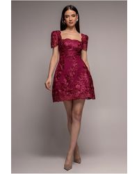 Goddiva - Scallop Edge Corset Back Structured Lace Mini Dress - Lyst