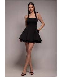 Goddiva - Organza Frill Bow Back Halter Mini Dress - Lyst